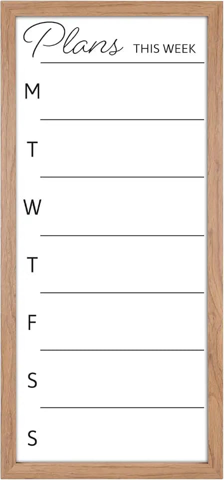MCS Dry Erase Weekly Planner Walnut Framed Calander Whiteboard, 14x30
