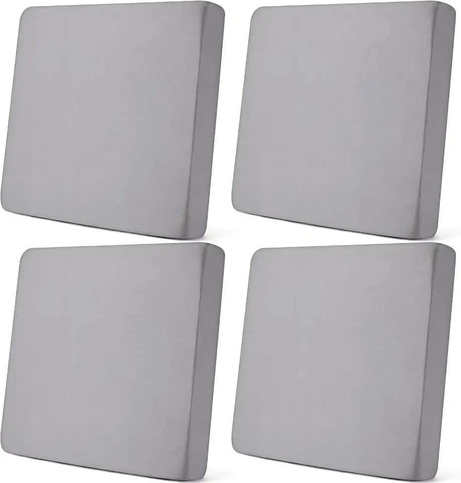 Newwiee 4 Pcs Stretch Cushion Covers,Light Grey,Seat Cover,Solid