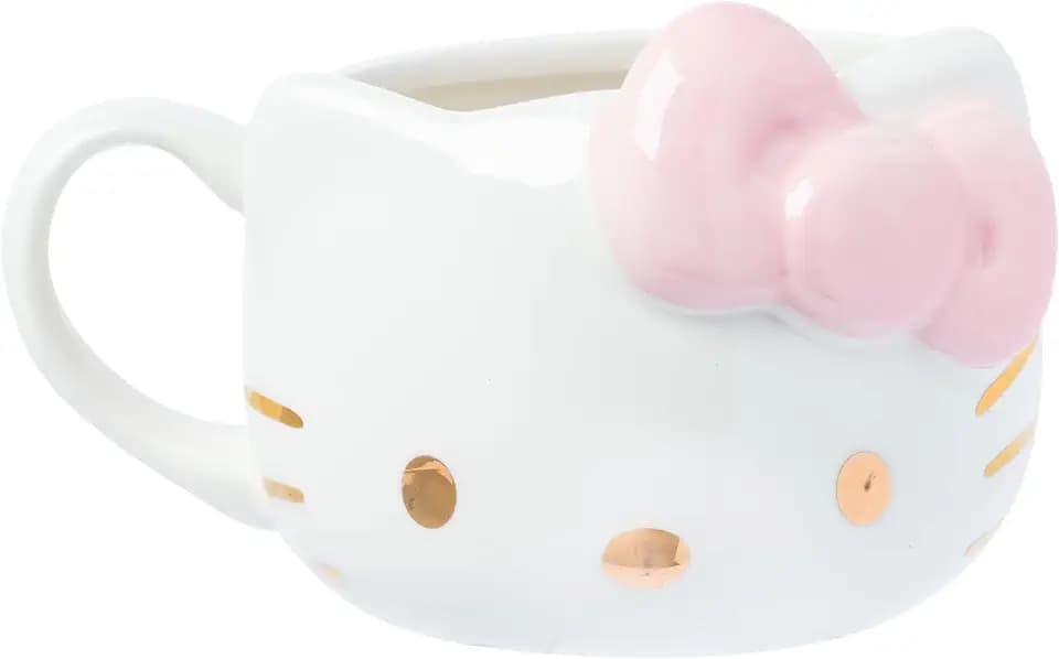 Silver Buffalo Sanrio Hello Kitty Pink Bow Rose Gold, 3D Sculpted Mug, 20oz