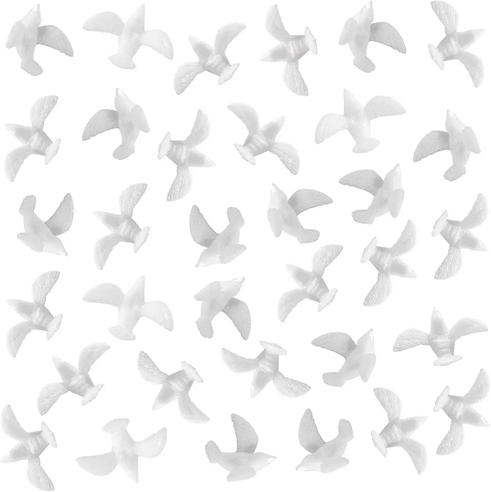 ZZYFGH 150 Mini White Dove for Crafts, 3/4 Inch Bulk Miniature Birds Figurines Wedding Cake Decoration
