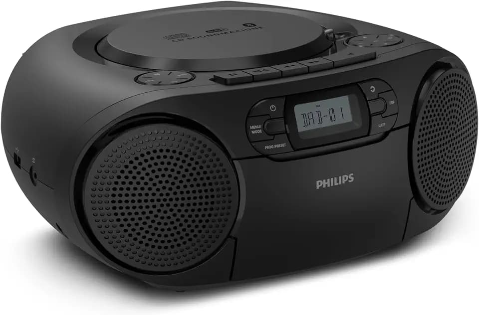 Philips TAZ2500 Tragbare CD-Soundmaschine mit Kassettenspieler, DAB+/FM Radio, Bluetooth 6.0, USB-Wiedergabe, Audio-Eingang, Dynamische Bassverstärkung, Stereolautsprecher, Netz-/Batterieversorgung
