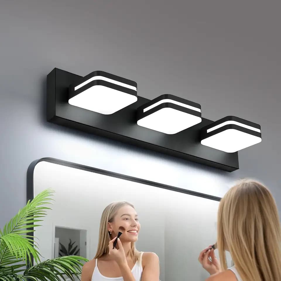 Torondo 360° Rotate LED Bathroom Vanity Light Fixtures, Acrylic Vanity Lights for Bathroom, Modern Wall Lighting Fixtures Over Mirror Living, Matte Black, Natural White, 3-Light, 23.6-Inch
