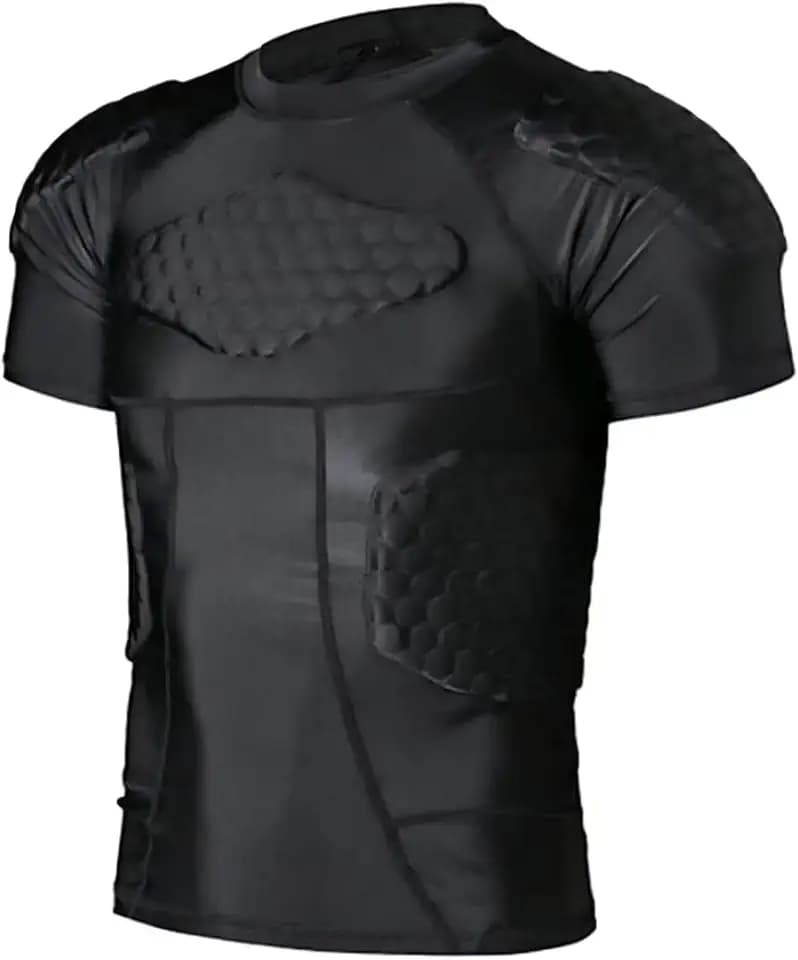 Men’s Football Padded Compression Shirt, Chest & Rib Protection