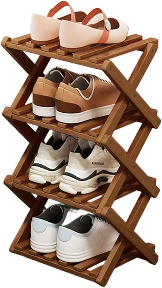 YYW Bamboo Shoe Rack, Foldable Vertical Free Standing Shoe Storage Shelf