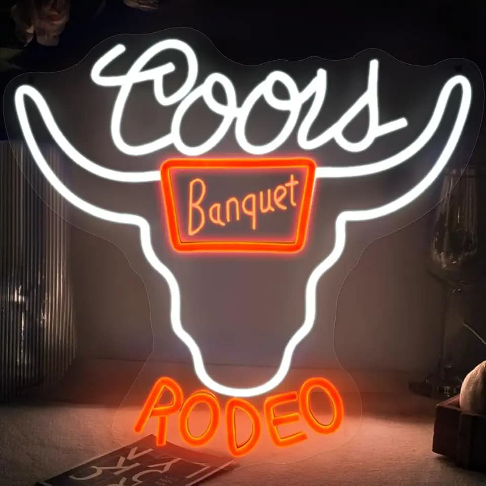 Western Cowboy LED Neon Sign Dimmable USB 14.6"x13.4" Man Cave Bar Decor