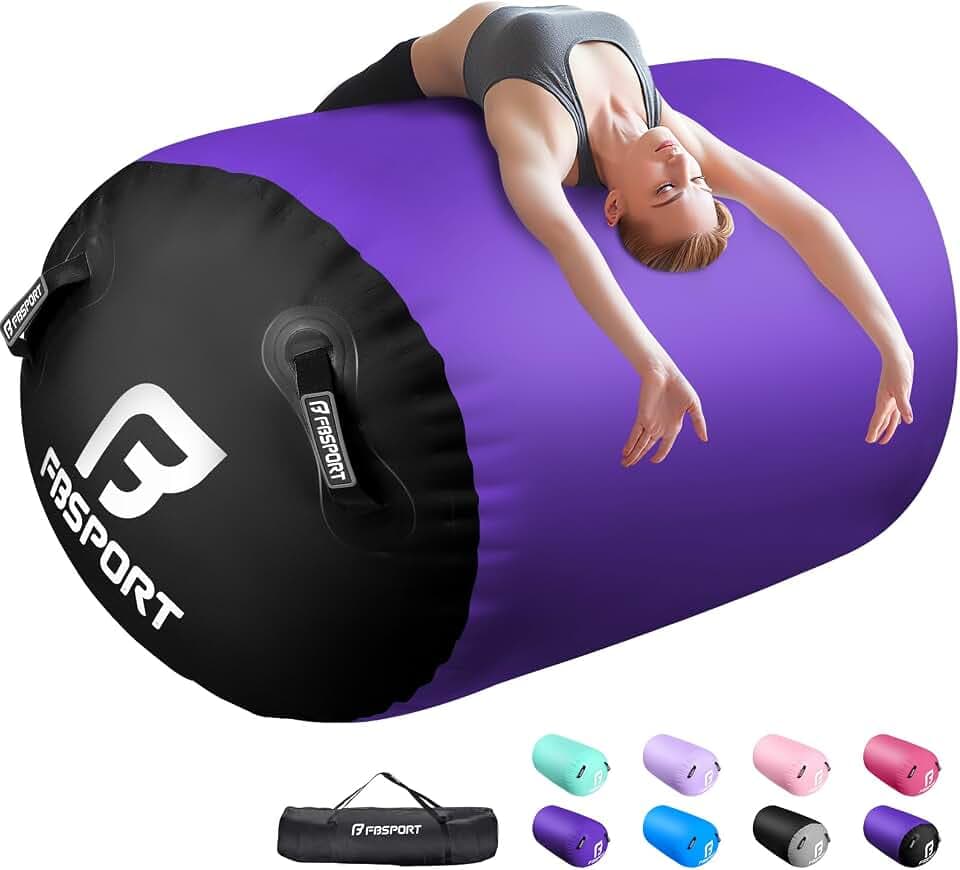 FBSPORT Air Roller Gymnastics Barrel, Inflatable Gymnastics Air Roller Inflatable Air Gymnastics Mat for Yoga Cheerleading Training Home Outdoor Indoor Use