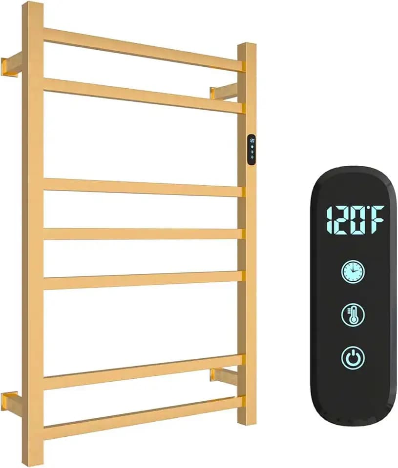 7 Bar Wall Mounted Electric Towel Warmer Racks with Timer & Temperature Multi-Level Adjustable