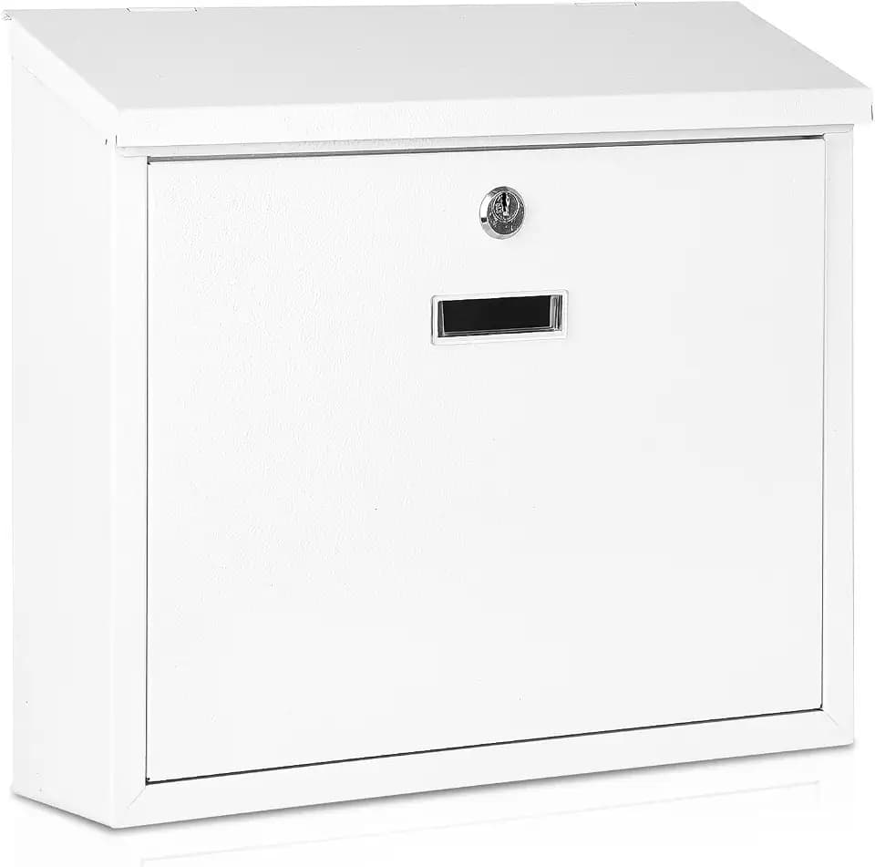 xydled Mail Boxes with Key Lock,Locking Mailbox Wall Mounted, White