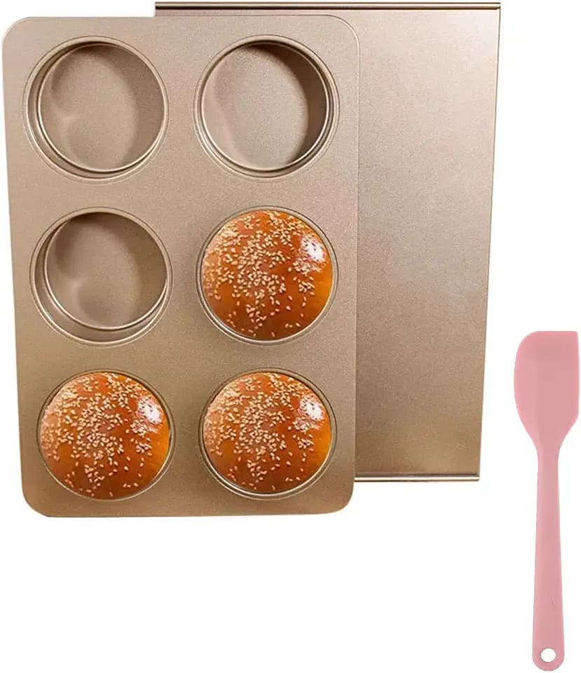 3.7in Jumbo English Muffin Pan with Lid, 6-Cup Nonstick Baking Pan