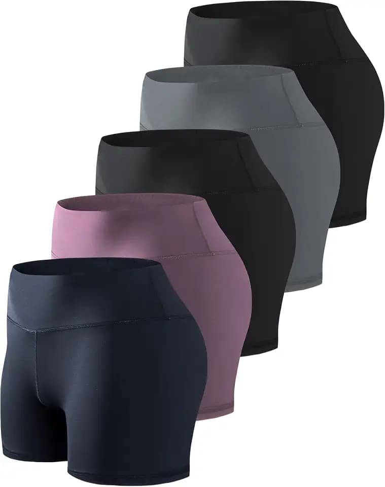 TELALEO 5 Pack Womens Spandex Volleyball Shorts Compression Biker Shorts