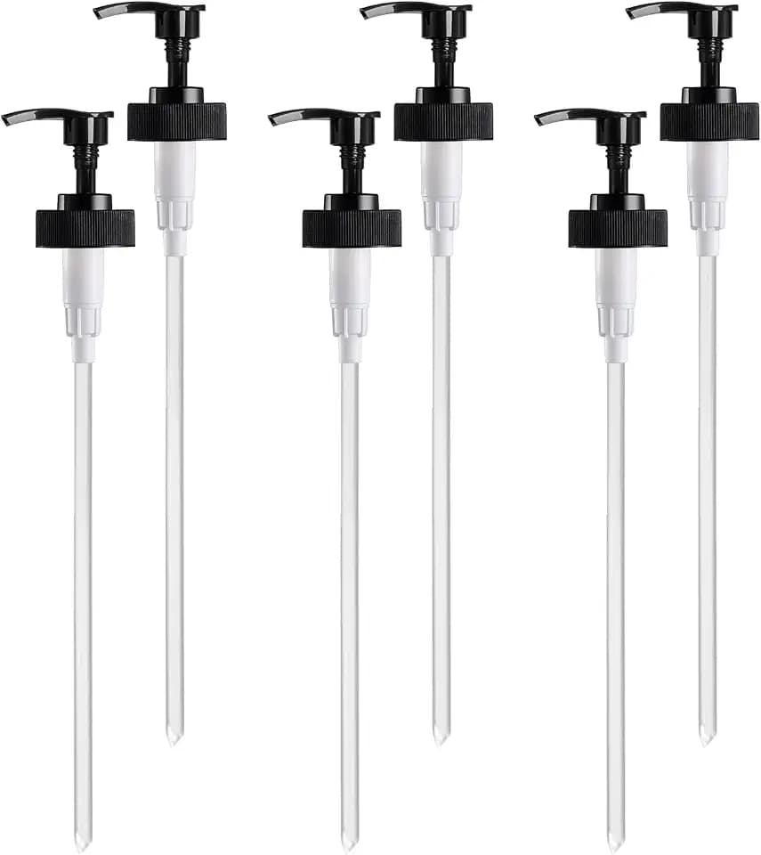 Gallon Pump Dispenser, Fits Most 1 Gallon Jugs and Containers 38/400 Snow Cone Syrup Pump Lid Top Replacement for Sanitizer, Lotion, Shampoo, Conditioner (Balck - 6 Pack)