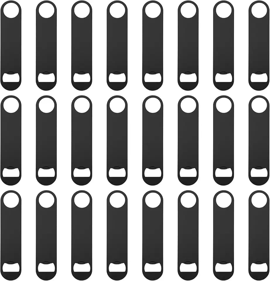 24 Pcs Flat Bottle Opener 7 x 1.57 inches Black Stainless Steel Beer bottle Openers Heavy Duty Bar Blade Solid Bottle Cap Opener Funny Bartender Bottle Opener for Restaurant Party Supplies