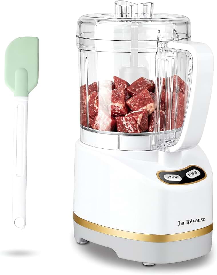 La Reveuse 2 Cup Mini Food Processor, Electric Chopper Small, White