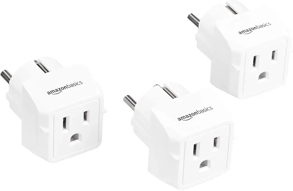 Amazon Basics 3-Pack Travel Plug Adapter Type E/F, US to Europe, Power Adapter for France, Germany, Greece, Hungary, Iceland, Netherlands, Norway, Poland, Portugal, Romania, Spain, White