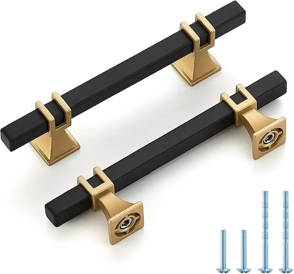 HOME EDIT Black & Gold Pulls Cabinet Handles 3-3/4 Inch 10 Pack