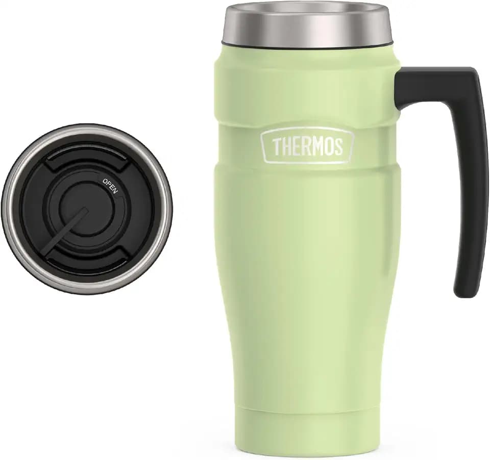THERMOS Stainless King Travel Mug with Handle, 16oz, Matte Green