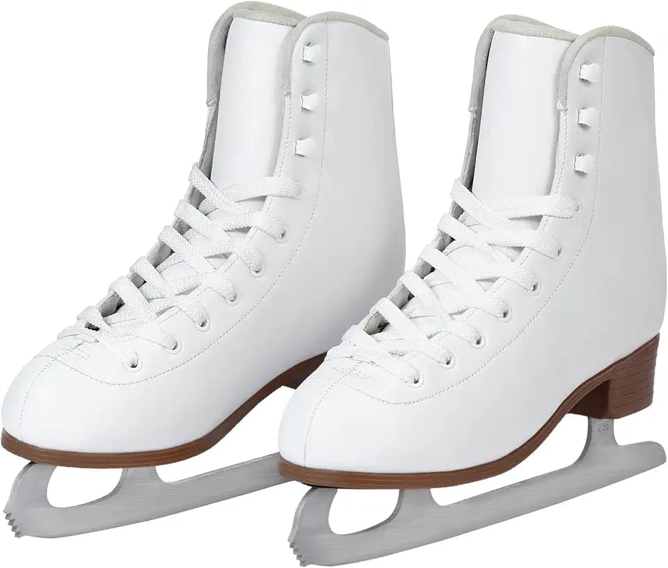 Figure Skates for Women, Synthetic Leather Ice Skates with Lightweight Strong Blades, Comfortable Support, Durable Construction, Signature Design(White)