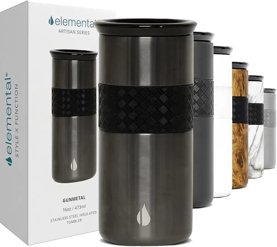 Elemental Artisan 16oz Triple-Wall Insulated Coffee Tumbler w/Ceramic Lid