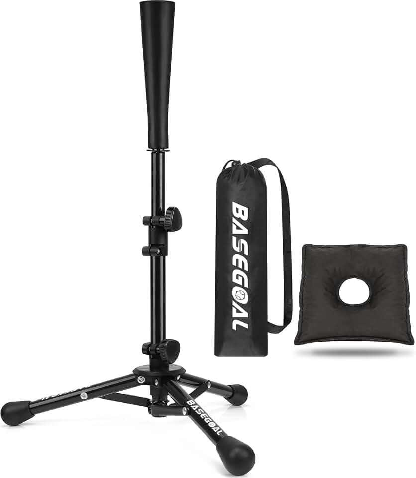 BaseGoal Baseball Tee with Sandbag for Stability,Portable Batting Tee