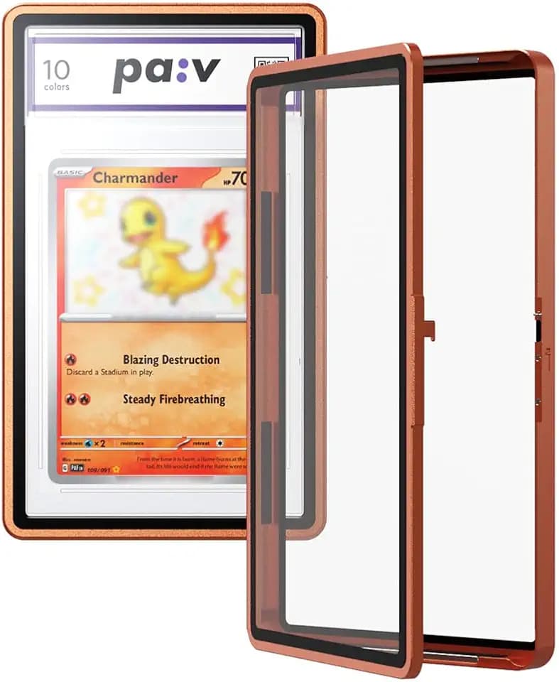 PAV PSA Snap Case –Premium Aluminium PSA Slab Protector with UV-Resistant Tempered Glass Display - Graded Guard Case for Standard 35PT PSA Slabs with Button Lock, Magnetic Stack Design