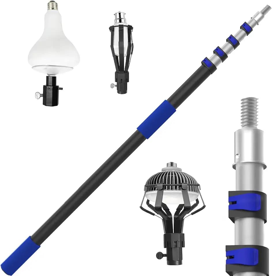 28FT Reach Light Bulb Changer for High Ceilings with Pole, 5-20FT Light Bulb Extension Pole