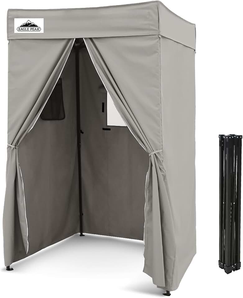 EAGLE PEAK 4x4 Pop Up Changing Tent, Flat Top Changing Room, Gray