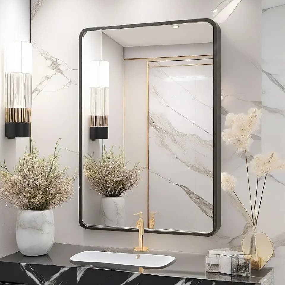 SNUGACE Black Framed Bathroom Wall Mirror, 20 x 28 Inch