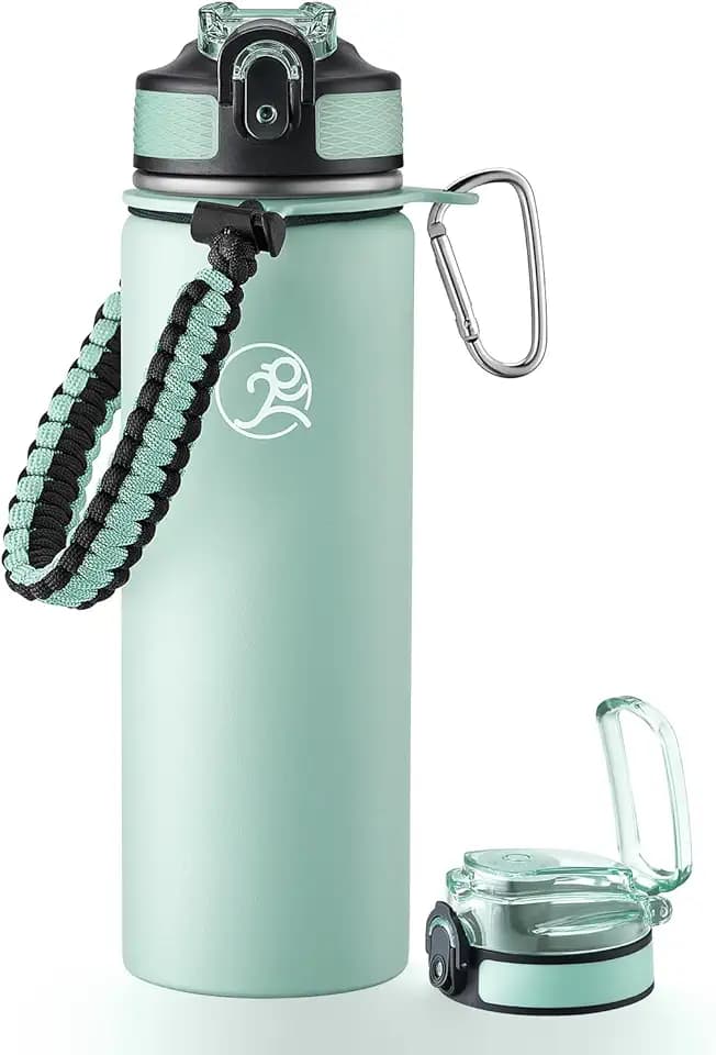 GOSWAG 24oz Insulated Stainless Steel Travel Water Bottle, 2 Lids