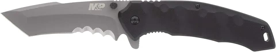 Smith & Wesson M&P Special Ops 9.3in Stainless Steel Assisted Opening Knife with 4in Tanto Blade and G10 Handle for Outdoor, Tactical, Survival and EDC,Black