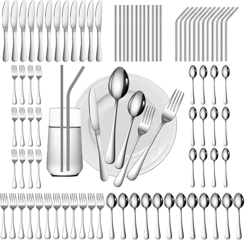 84 Pieces Silverware Service for 12 Flatware Set Stainless Steel Utensils Cutlery Set Dishwasher Safe
