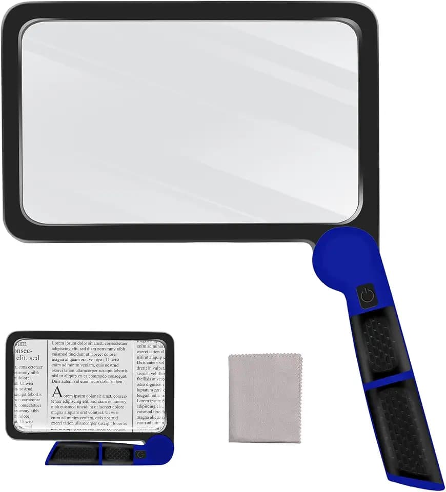 5-fache Lupe mit Licht, Vollseitenlupe zum Lesen, 48 LEDs