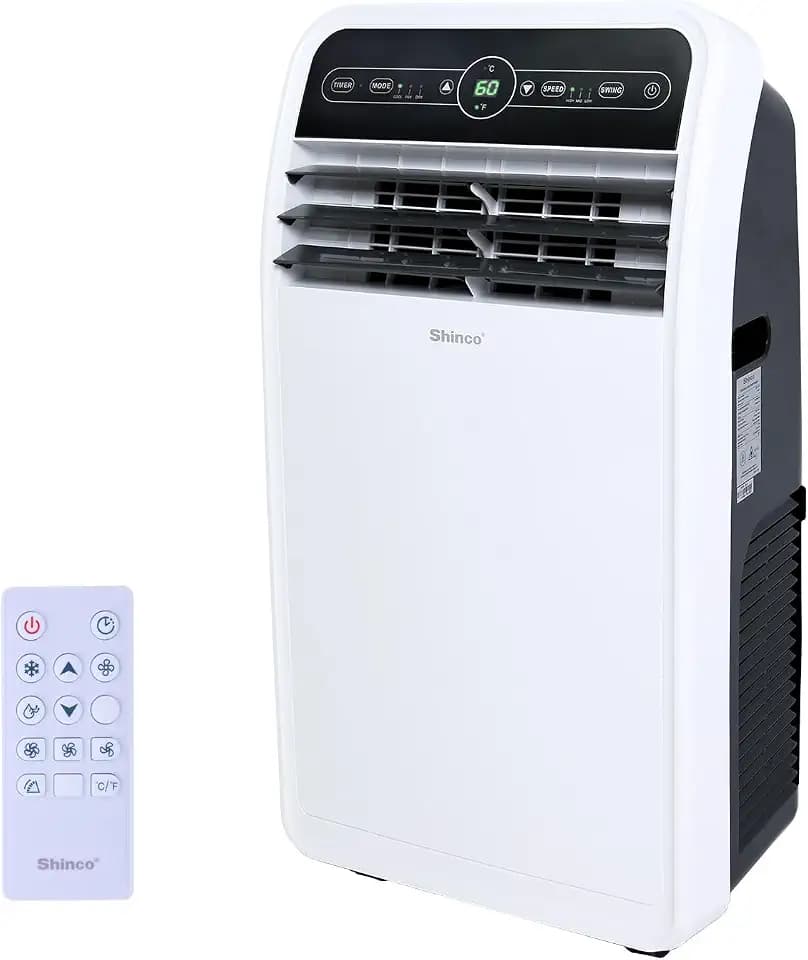 Shinco 12,000 BTU(7,500 BTU SACC) Portable Air Conditioner, Portable AC Unit with Built-in Cool, Dehumidifier&Fan Modes for Room up to 450 sq.ft, with Remote Control, 24 Hour Timer, Installation Kit