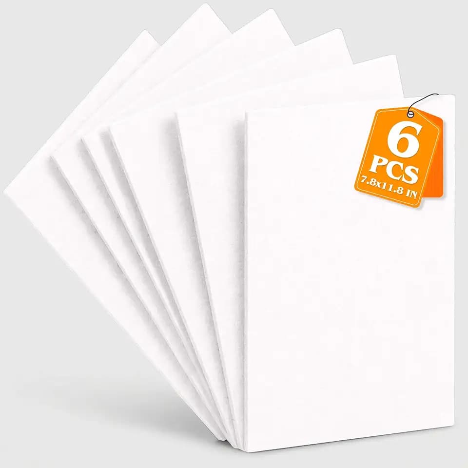 White Stiff Felt Sheets 2mm Thick for Crafts, 7.8" x 11.8" (6-Pack)