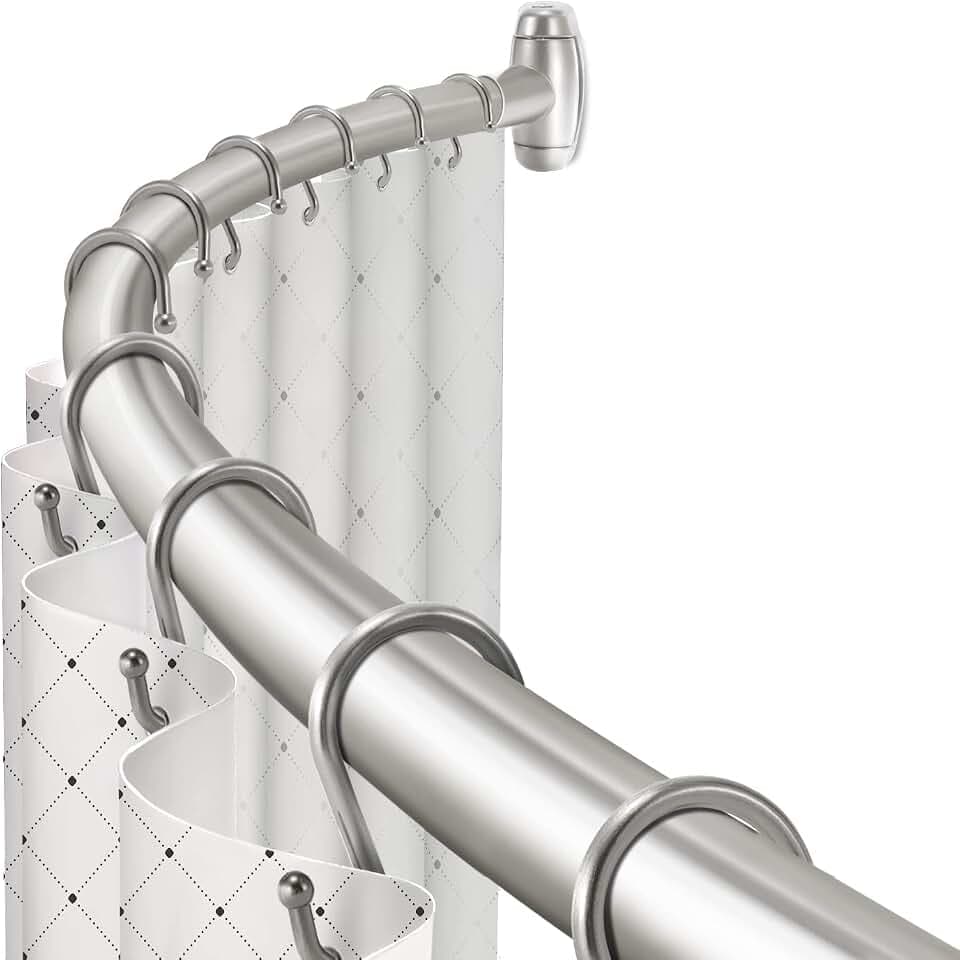 TOPROD Curved Shower Curtain Rod 48-72 Inches Adjustable Round Shower Rods