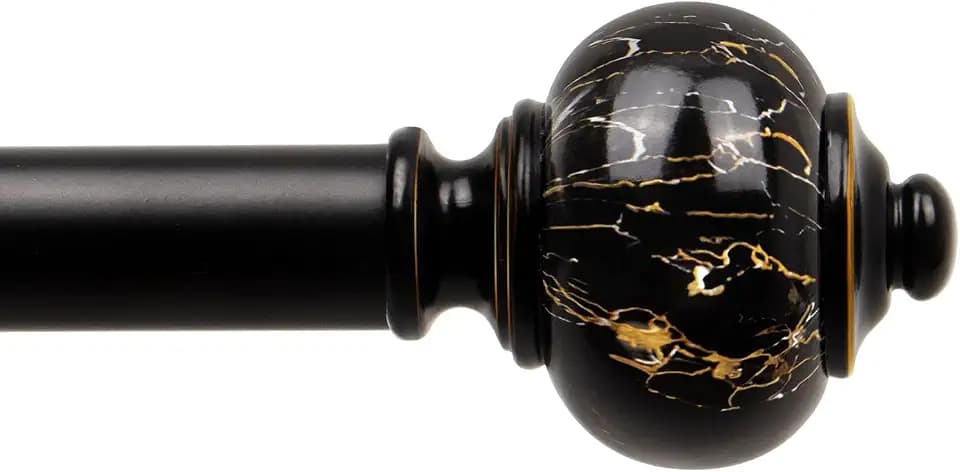 KAMANINA 1 Inch Curtain Rods for Windows 72 to 144 Inch, Black Drapery Rods