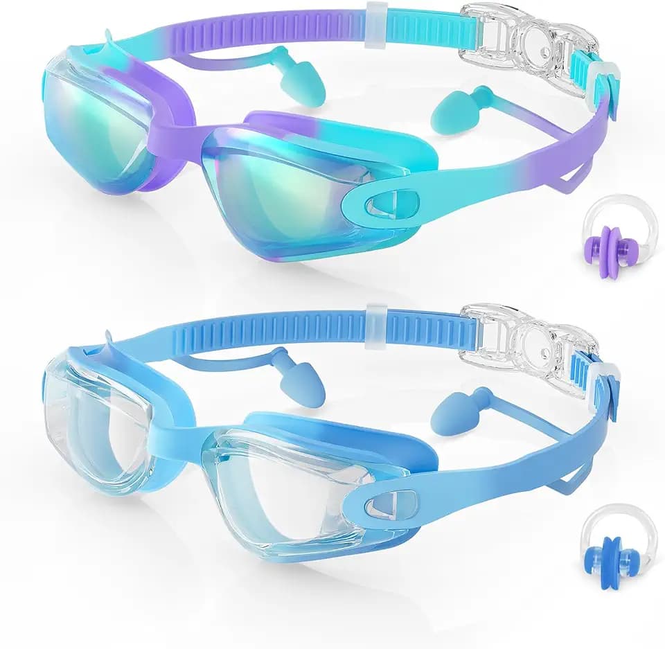 Aegend Kids Swim Goggles 2 Pack, Anti Fog&UV Swimming Goggles for Ages 3-15