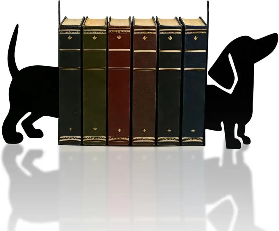 Cute Dog Metal Bookends, Funny Bookends for Shelves Decorative, Home Office Desk Cute Book Ends Reading Bookshelf Decor for Dog Lovers, Book Lovers Gift