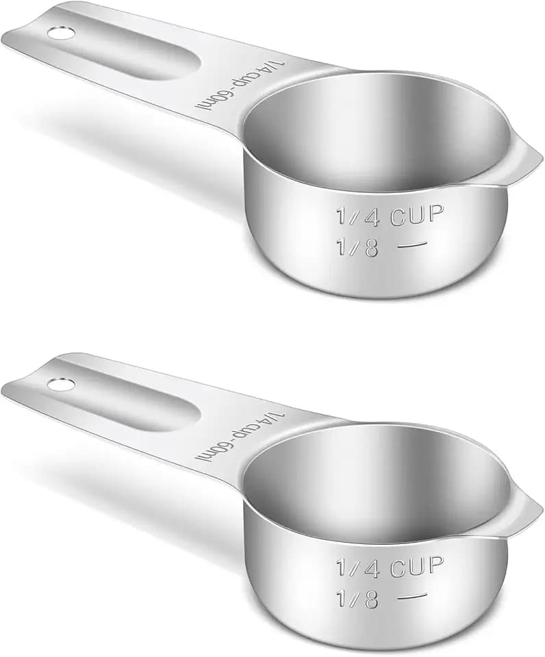 2PCS 1/4CUP (60ML, 2OZ) Measuring Cup, 18/8(304) Stainless Steel