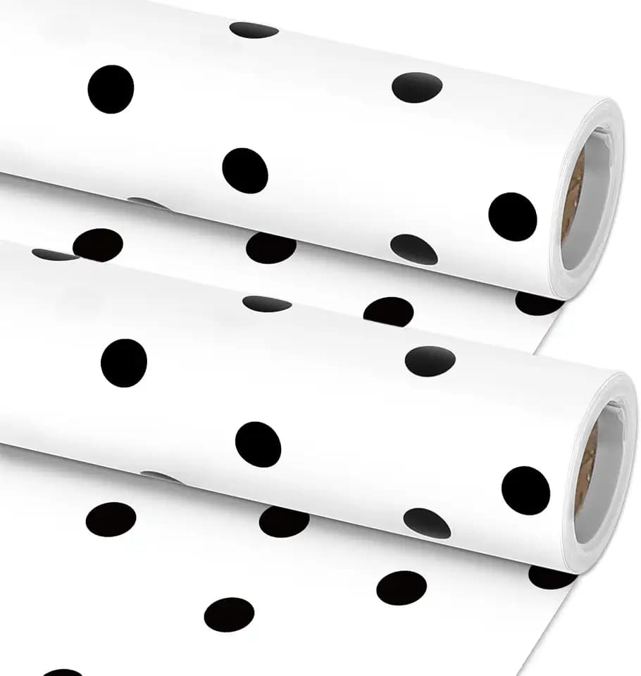 2 Rolls Polka Dot Bulletin Board Roll Fade Resistant Wrinkle Resistant Black Dot Bulletin Board Background Poster for Back to School Poster Classroom Decor Wrap Craft 15.8inx20ft