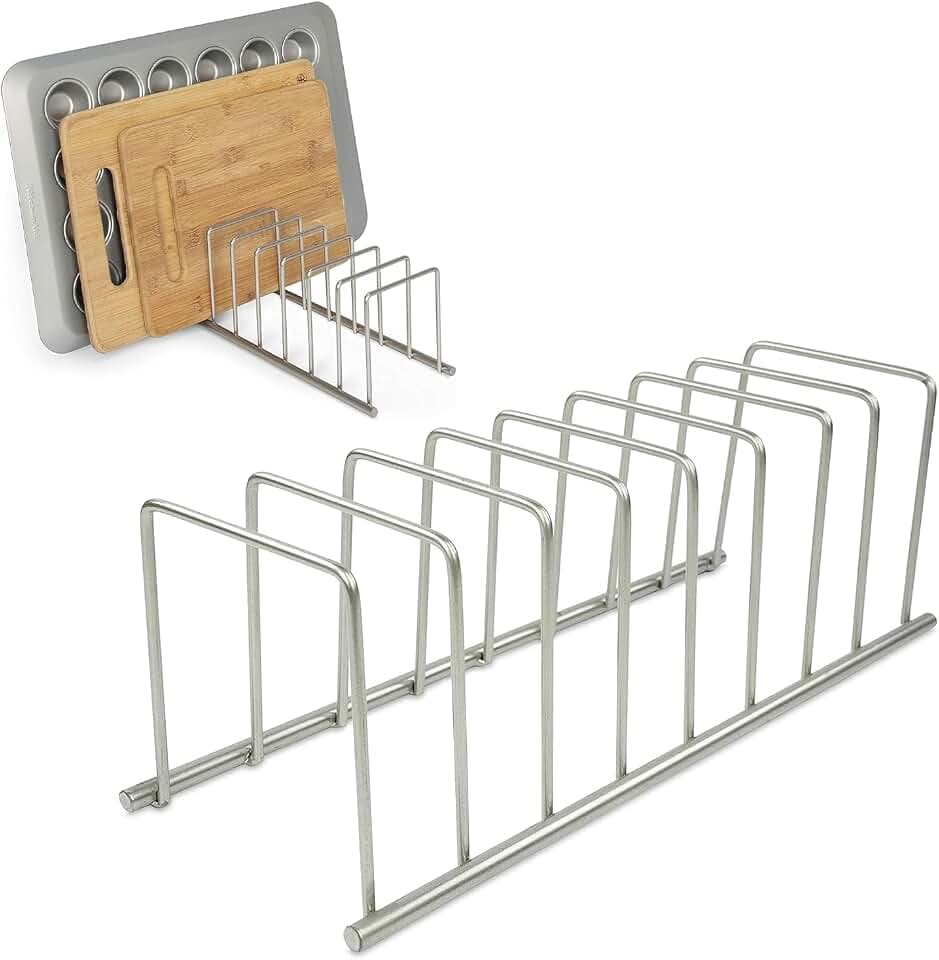 Spectrum Euro Kitchen Organizer for Cooking and Bakeware, Satin Nickel