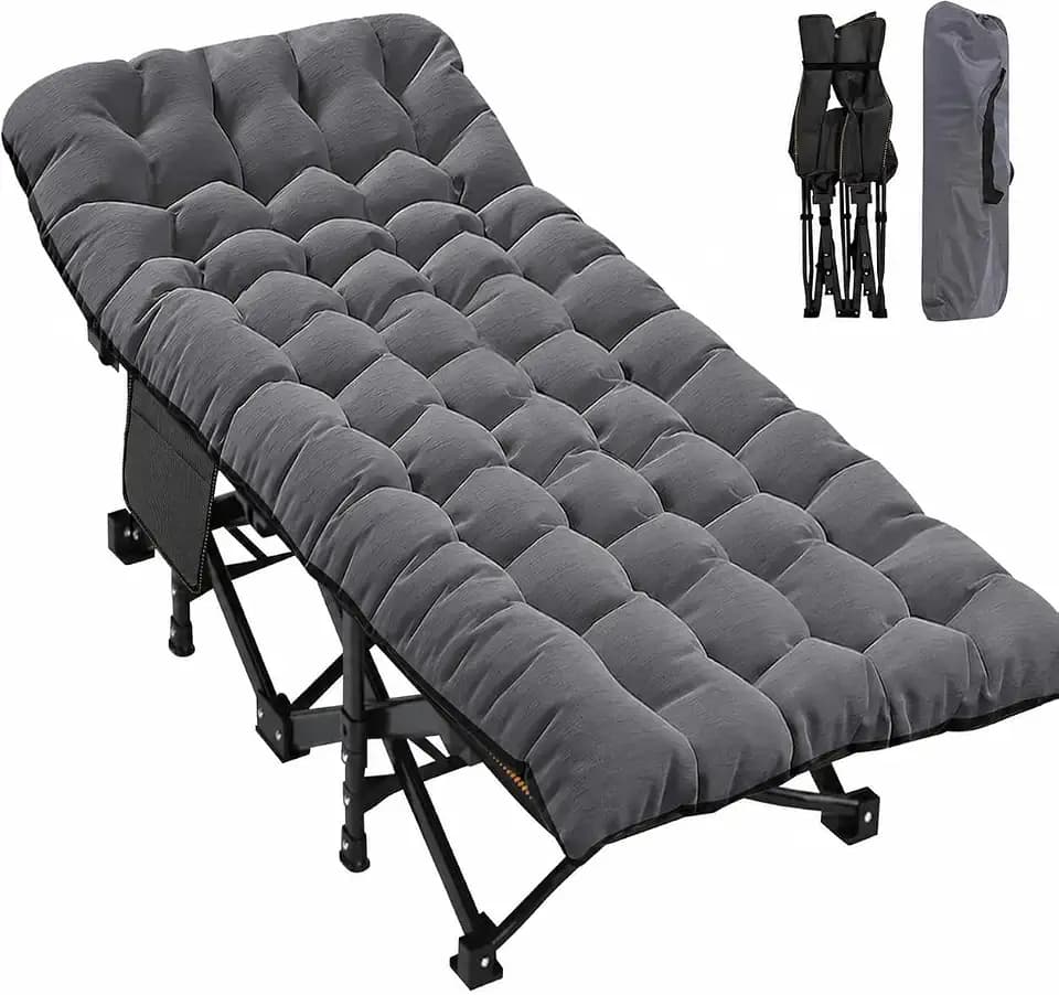 ABORON Oversized Camping Cot for Adults, 900 lbs Heavy Duty Folding Camping Bed with Mattress Pad, 78 x 32 in XXL Outdoor Cot, 1200D Oxford Portable Sleeping Cot with Carry Bag for Camping