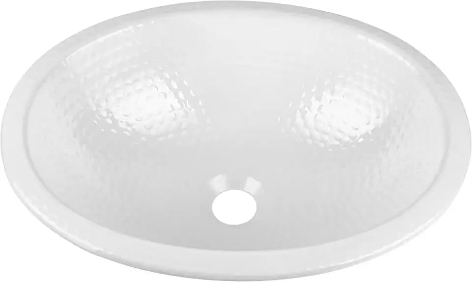 Monarch Abode Bathroom Sink – 17-Inch Oval Drop In Bathroom Sink, Top Mount Hand Hammered Classic White Vanity Sinks for Countertop, Powder Room, Guest Bath or Restroom, Drop in Sinks for Bathrooms