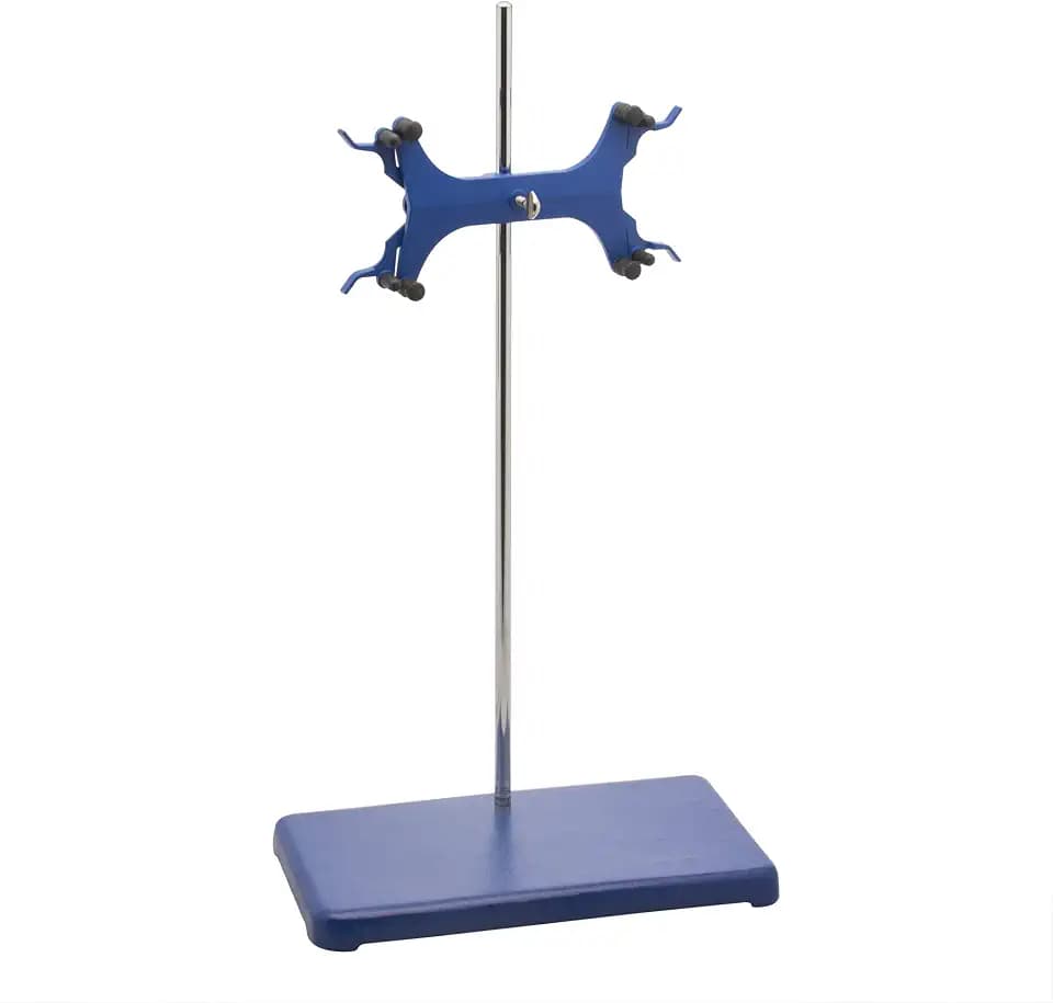 EISCO Double Burette Clamp Support with Rod - Fits Burettes Up to 100ml - Stainless Steel Rod, Alloy Jaws, Built In Boss Head