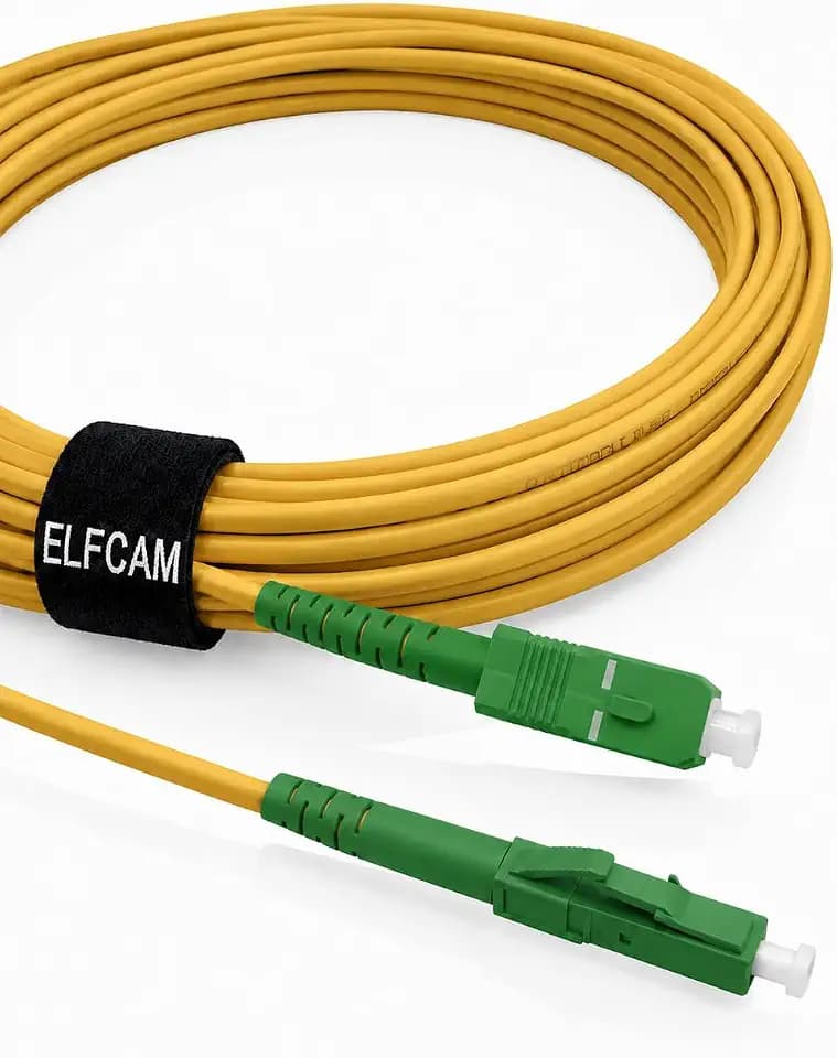 Elfcam - 7m LWL Glasfaserkabel SC/APC auf LC/APC, OS2 Singlemode Simplex 9/125μm, FTTH Glasfaser Patchkabel mit LSZH Mantel, G.657.A2/B2 kompatibel, Gelb