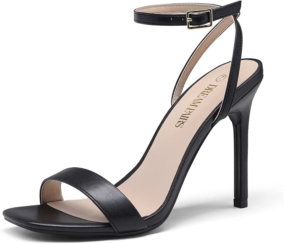 DREAM PAIRS Women Open Square Toe High Heels Sandals