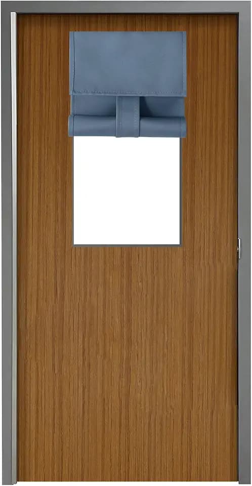 WdFour Classroom Door Window Cover,Blackout Shades for Classroom Windows and Doors,Privacy,Room Darkening Design Blocks Views, Classroom Window Cover Lockdown. 10W x 42L Inches, 1 Panel, Stone Blue.