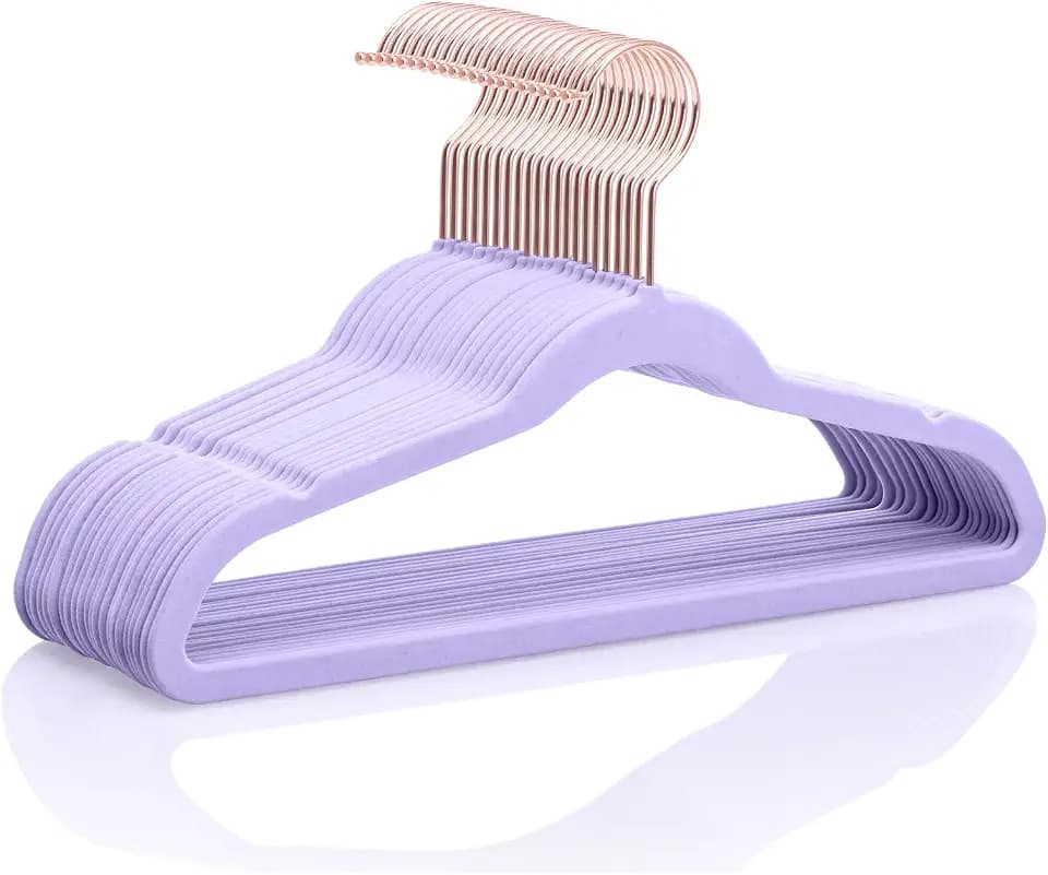 MIZGI Kids Velvet Hangers 50 Pack 14 Inch Youth Teen Non-Slip 360° Swivel