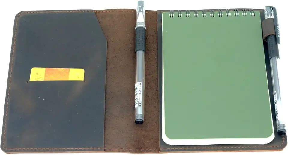 Leather Cover Compatible with Rite in the Rain & Rocketbook Mini Notebooks, Top Bound Spiral Notebook Cover, Memo Notepads Holder Leather Cover for 4'' x 6'' Pocket Notepad