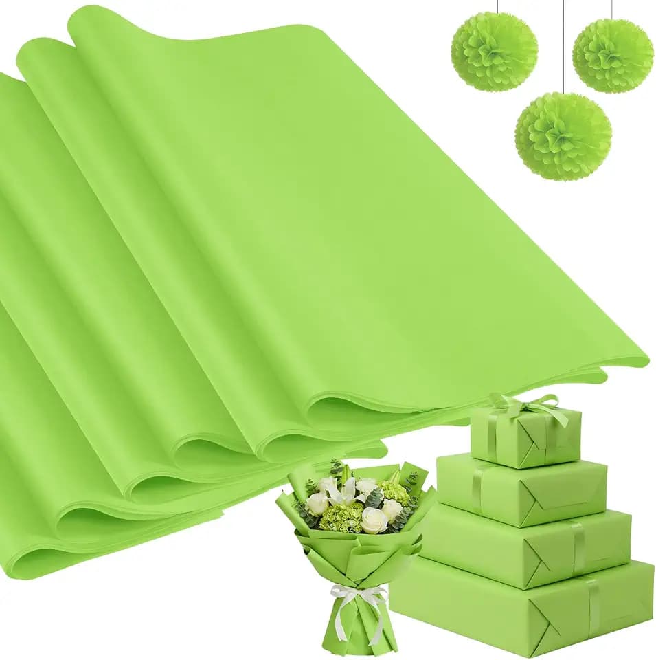 500 Sheets Christmas Lime Green Tissue Paper Bulk 15x20 Inch for Gift Bags