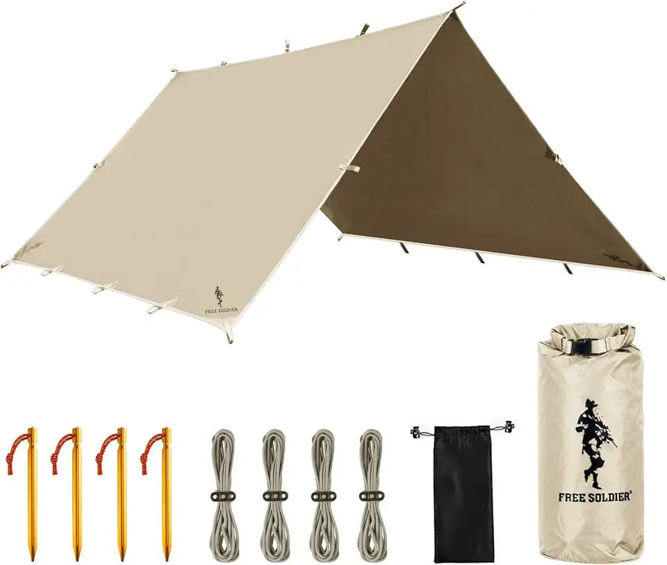 FREE SOLDIER Waterproof Camping Tarp Shelter Awning